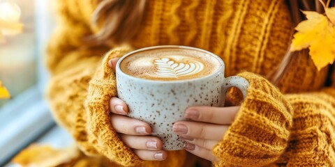 Cozy Autumn Coffee Break Warm Cup of Comfort, Perfect for Relaxing Indoors During Fall Season