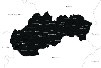 Slovakia map black silhouette vector illustration