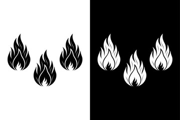 Minimalist Fire Icon on White Background, Energy and Heat Vector.
