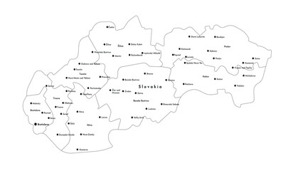 Slovakia map with regions vector illustration