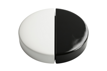 Round pill with a slice removed isolated on transparent background. Pie chart icon isolated on white background, 3d rendering.