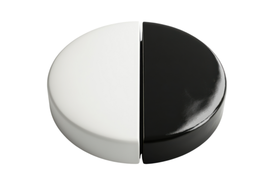 Round pill with a slice removed isolated on transparent background. Pie chart icon isolated on white background, 3d rendering. - Powered by Adobe