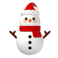 3D Snowman on transparent background