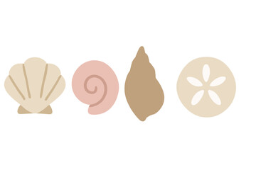 Minimalist set of marine shells including scallop conch and sand dollar design