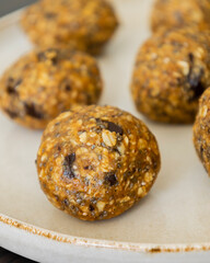 healthy pumpkin spice energy bowl made with wholesome ingredients, no cooking required