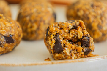 healthy pumpkin spice energy bowl made with wholesome ingredients, no cooking required