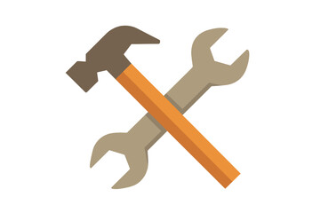 Crossed hammer and wrench tools symbolizing repair maintenance construction and service work