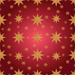 Golden star pattern on a deep red gradient background with a subtle vignette effect