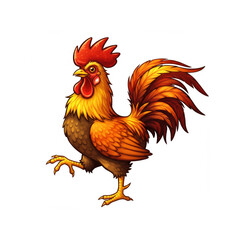 Fototapeta premium Cartoon rooster on a white background