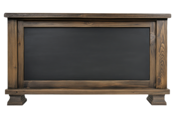 Rustic wooden framed blackboard isolated on transparent background. Blank blackboard in wooden frame isolated on white background.