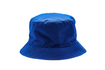 Fototapeta premium Blue denim bucket hat isolated on transparent background. Blue bucket hat isolated on white background.