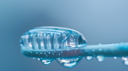 A toothbrush with water droplets on it. 