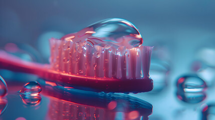 A toothbrush on a wet surface.