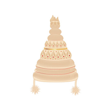 Elegant Bengali wedding Groom topor with Ornate Design, Bengali wedding topor vector design png , Topor Mukut of Groom for Bengali Wedding illustration Png 