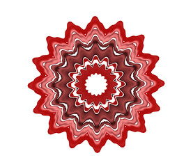 Complex Red Floral Mandala Pattern with Energy Flow Effect and Digital Art Style