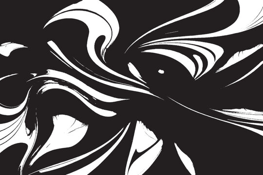 Abstract Black and White Fluid Motion Wave Art