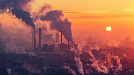 Industrial Pollution & Environmental Impact: Smokestacks, Smog, and Global Warming in City Skies