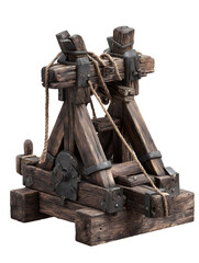 Ancient Wooden Siege Catapult Model upscayl graphic