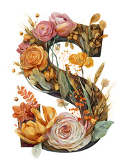 Autumn Floral Arrangement Forming the Letter S monogram