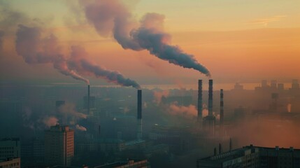 Industrial Pollution & Environmental Impact: Smokestacks, Smog, and Global Warming in City Skies