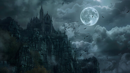 Obraz premium gothic castle perched on a cliff