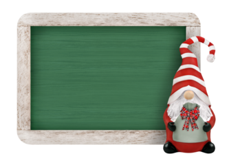 Dekoration für Weihnachten mit Wichtel und grüne Tafel  Hintergrund transparent PNG cut out