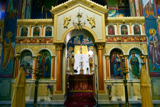 Innenansicht der St. Barbara Kirche in Kampos-Messenien (Kardamyli), Peleppones- Griechenland