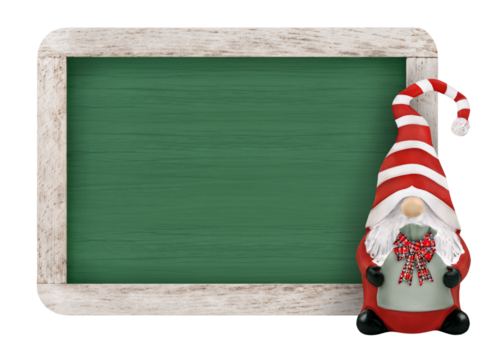 Dekoration für Weihnachten mit Wichtel und grüne Tafel  Hintergrund transparent PNG cut out