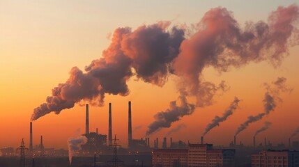 Industrial Pollution & Environmental Impact: Smokestacks, Smog, and Global Warming in City Skies