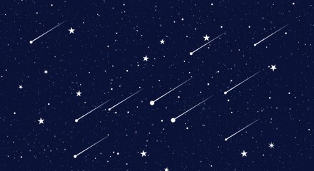 Shooting Stars Night Vector celestial event for dreamy background.