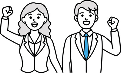 Businessman and Businesswoman Standing Illustration.