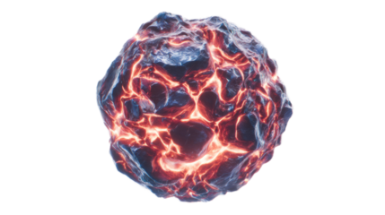 Burnt cracked sphere resembling molten lava rock