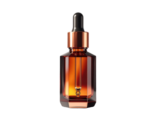 Hexagonal matte glass serum bottle with copper pipette dropper