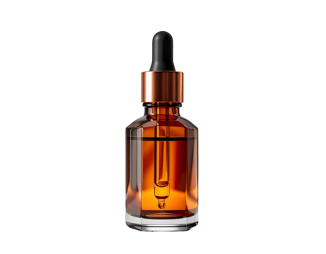 Hexagonal matte glass serum bottle with copper pipette dropper - Powered by Adobe