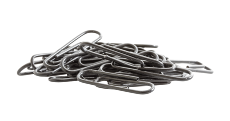 Pile of Paper Clips on White Background