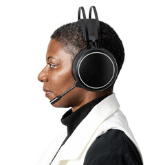 Operator with headphones png mockup