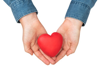 Obraz premium Png Hands cupping heart mockup in love and relationship concept