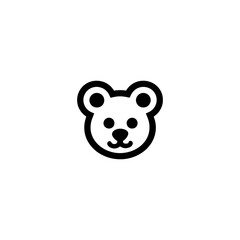 A simplified outline of a teddy bear head, with circular ears, eyes, and a nose/mouth