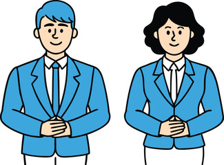 Fototapeta premium Business Professionals Standing with Hands Together Illustration.