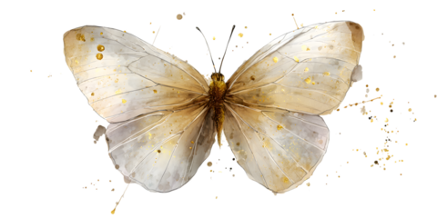 Textured White Butterfly with Gold Flecks on Black