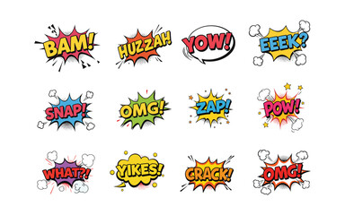 Expressive Pop Art Comic Bubbles with Exclamation Words, Delivering Bold Graphic Impact