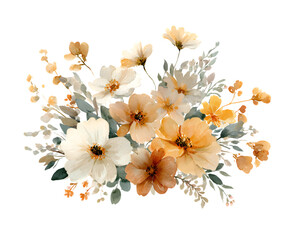 Watercolor Floral Arrangement with Yellow and White Blooms