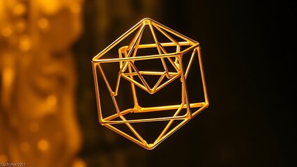 Molten gold forming impossible geometric shapes in zero gravity, defying physical laws.