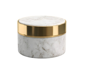 White Marble Cylinder with Gold Band Accent container