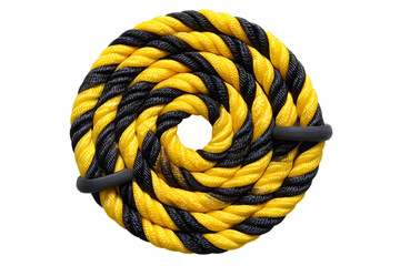 Yellow and Black Twisted Rope Coil Isolated cord