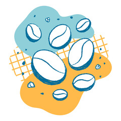 Coffee bean png sticker, cute cafe illustration