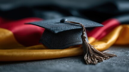Graduation cap on german flag symbolizing education and achievement