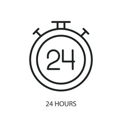 24 hours thin line vector icons.