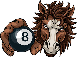 Horse Mustang Stallion Pool Billiards Sport Mascot