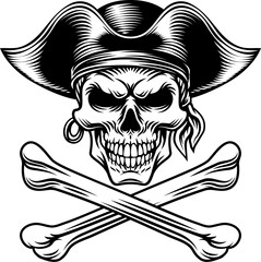 Skull Pirate Crossbones Crosssed Bones Design